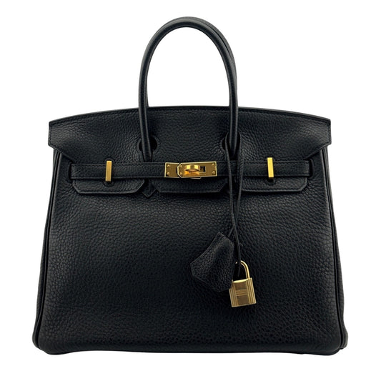 Hermes Birkin 25 Black Noir Togo Leather Gold Hardware Handbag