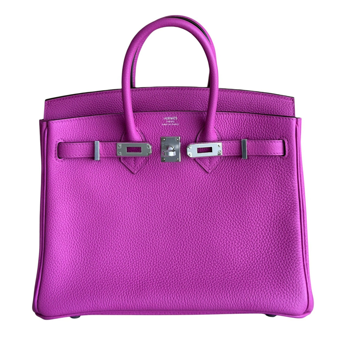 Hermes Birkin 25 Magnolia Pink Purple Togo Leather Palladium Hardware Rare