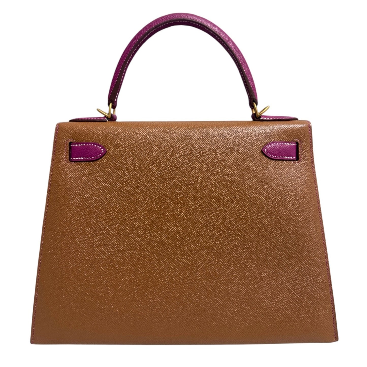 Hermes Kelly 28 Sellier Special Order Gold Tan Rose Pourpre Pink Brushed Gold