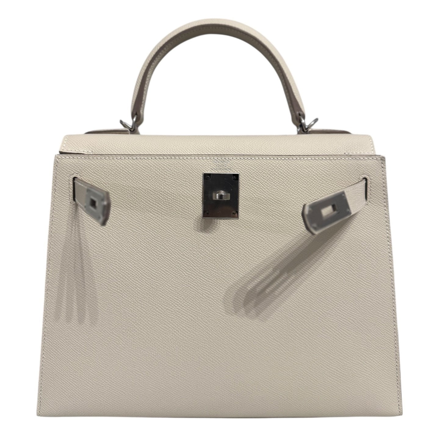 Hermes Kelly 28 Sellier Craie White Epsom Leather Palladium Hardware RARE