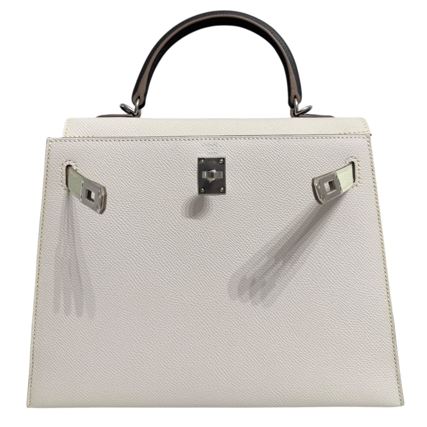 Hermes Kelly 25 Sellier Gris Pale Vert Fizz Graphite Epsom Palladium Hardware