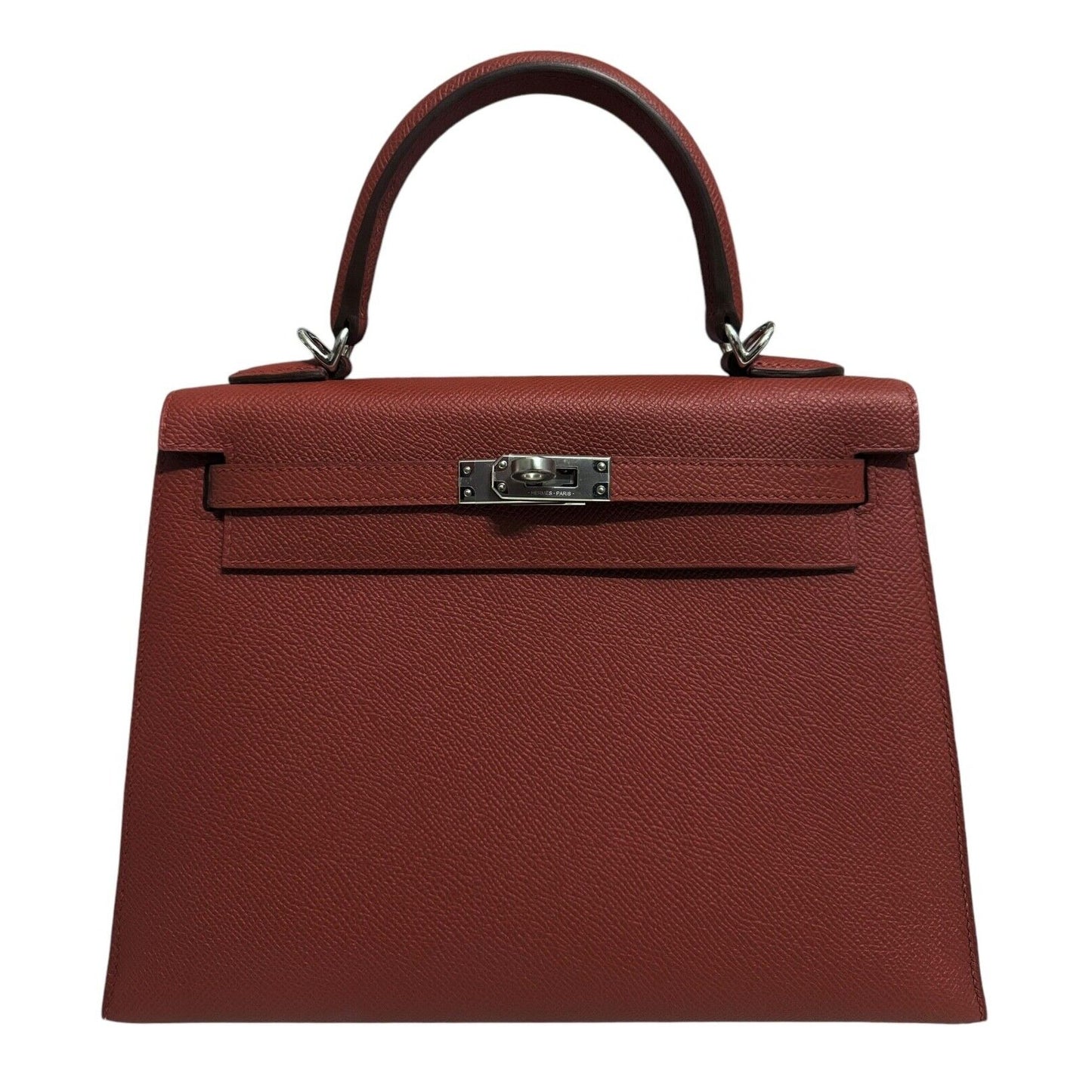 Hermes Kelly 25 Sellier Rouge Venetian Red Epsom Leather Palladium Hardware