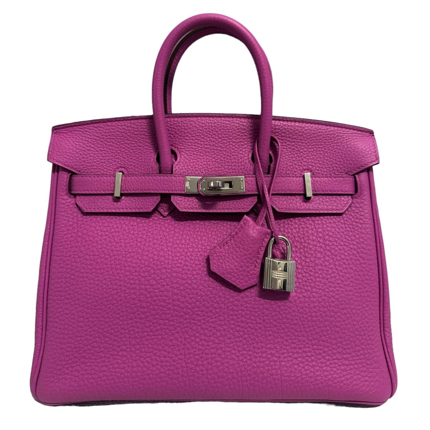 Hermes Birkin 25 Magnolia Pink Purple Togo Leather Handbag Palladium Hardware