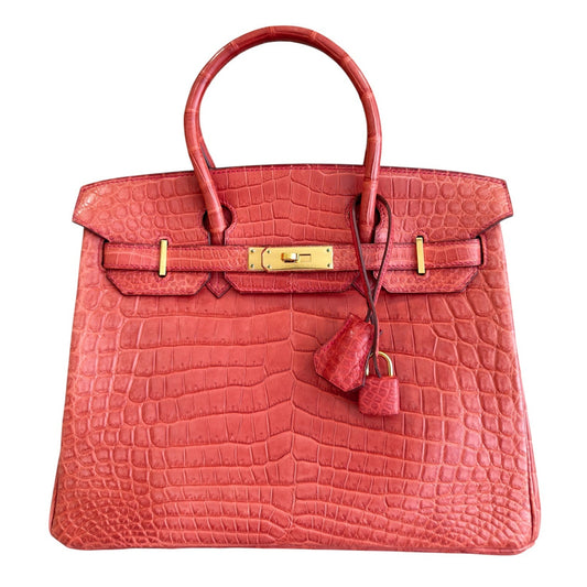 Hermes Birkin 30 Sanguine Orange Matte Alligator Leather Gold Hardware