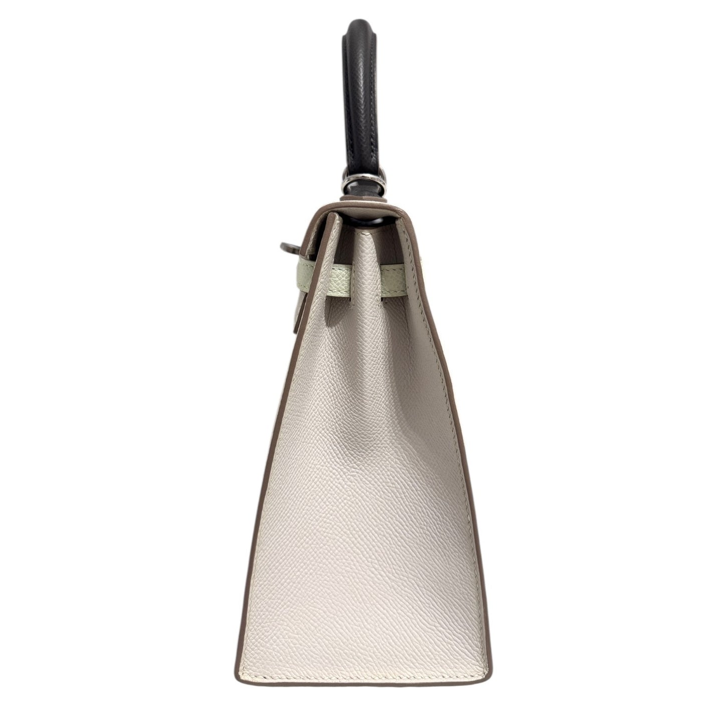 Hermes Kelly 25 Sellier Gris Pale Vert Fizz Graphite Epsom Palladium Hardware