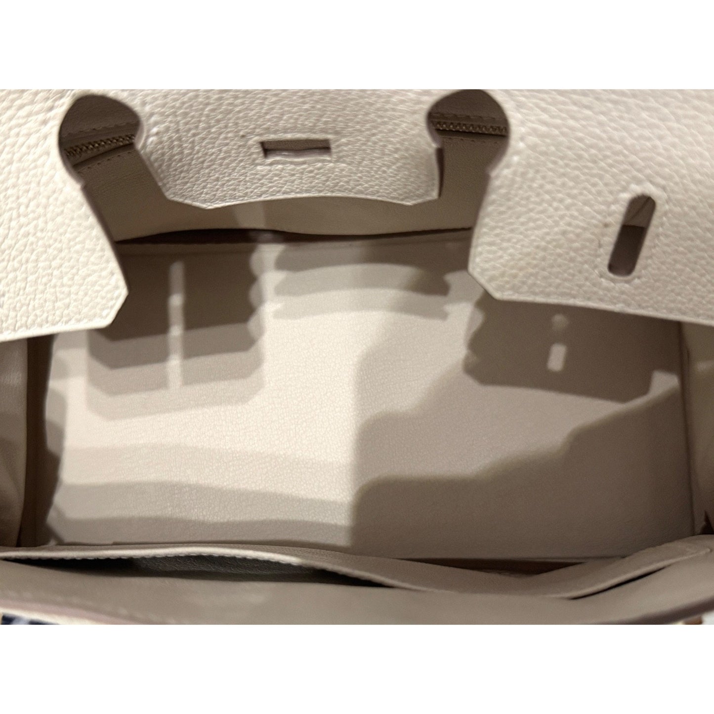 Hermes Birkin 25 Craie White Beige Togo Leather Gold Hardware Handbag