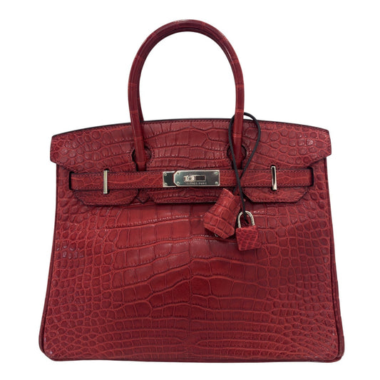 Hermes Birkin 30 Rouge H Red Matte Alligator Leather Palladium Hardware