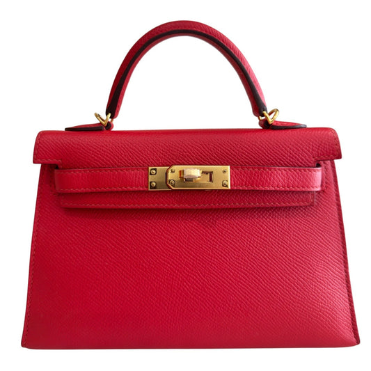 Hermes Kelly Mini 20 Rouge de Coeur Red Epsom Leather Gold Hardware RARE