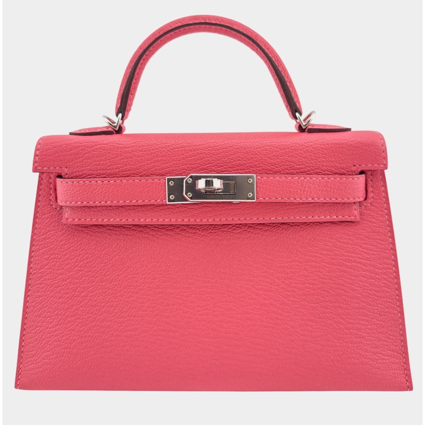 Hermes Kelly Mini 20 Rose Azalee Pink Chèvre Leather Palladium Hardware RARE