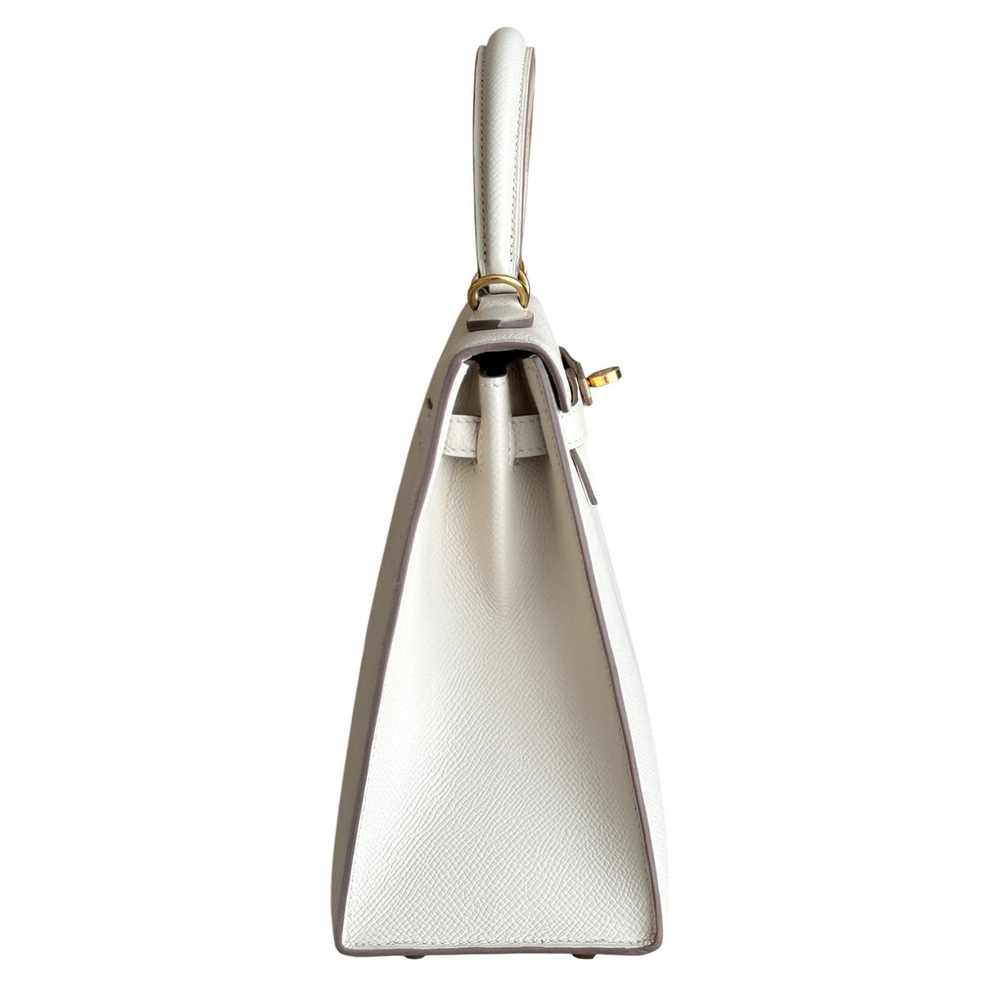 Hermes Kelly 25 Sellier Craie White Epsom Leather Gold Hardware