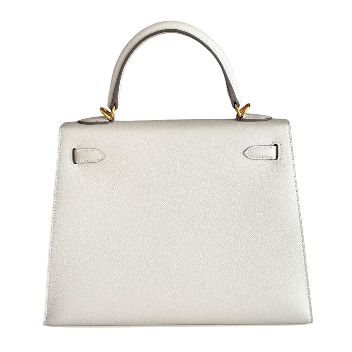 Hermes Kelly 25 Sellier Craie White Epsom Leather Gold Hardware