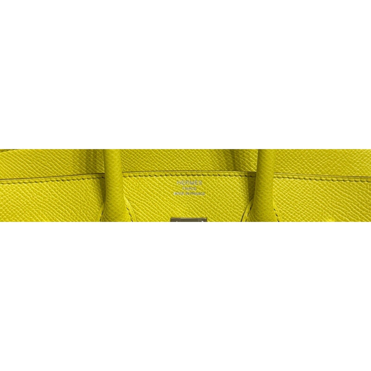 Hermes Birkin 25 Lime Yellow Epsom Leather Palladium Hardware Handbag