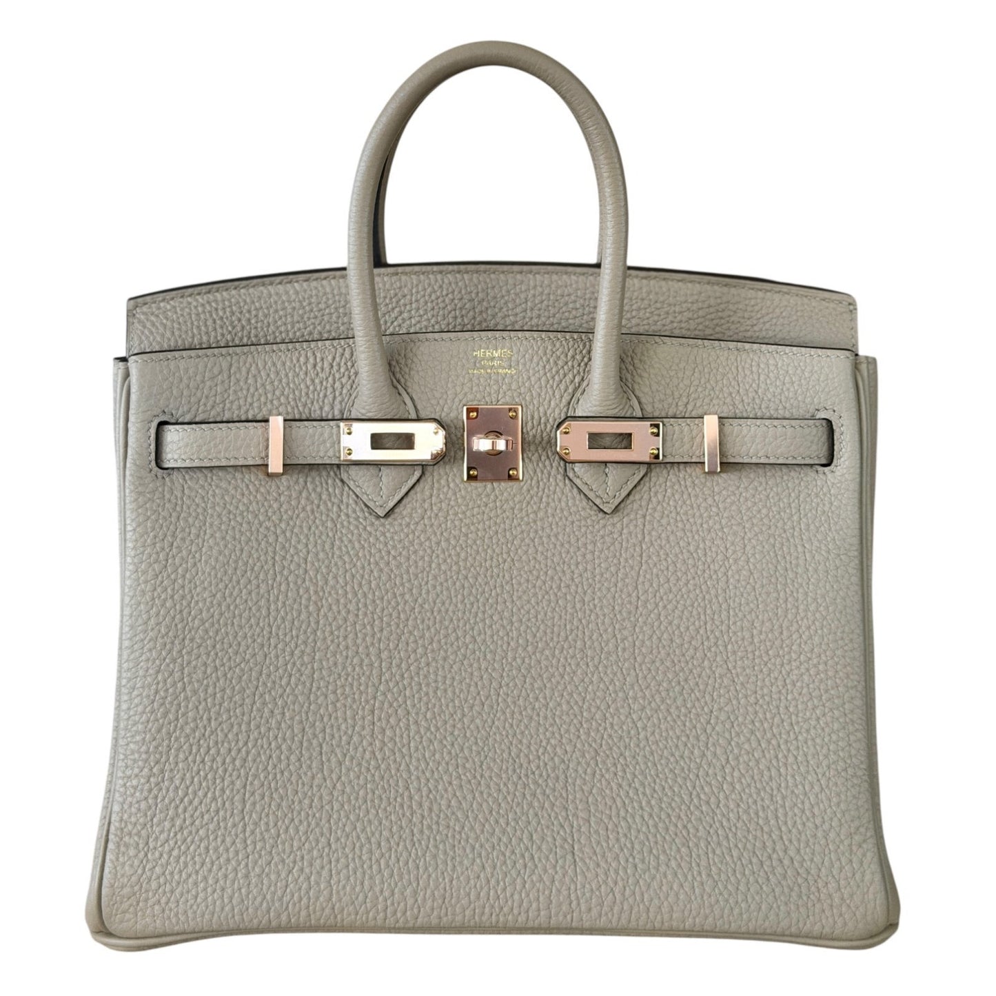Hermes Birkin 25 Gris Tourterelle Gray Togo Leather Rose Gold Hardware