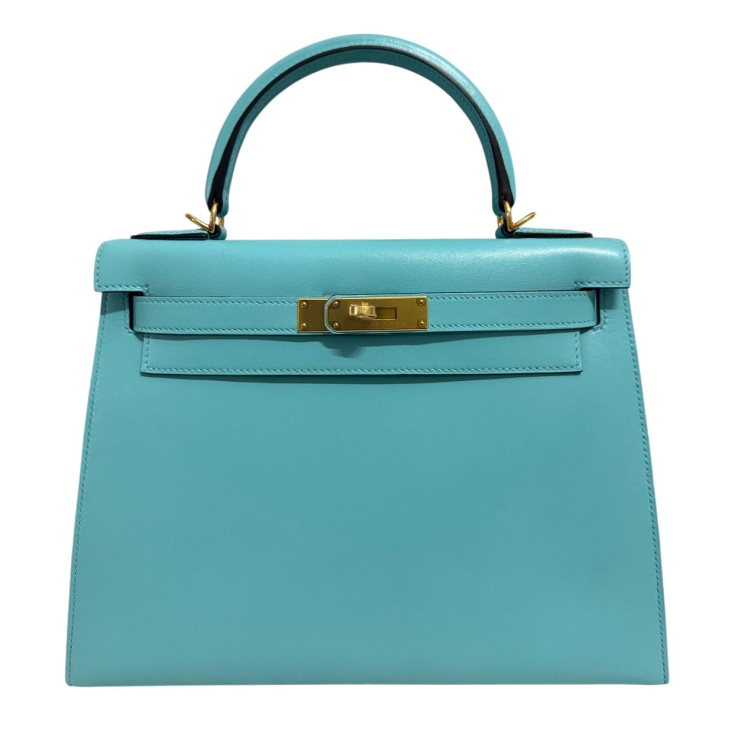 Hermes Kelly 28 Sellier Blue Atoll Tiffany Blue Tadelakt Leather Gold Hardware