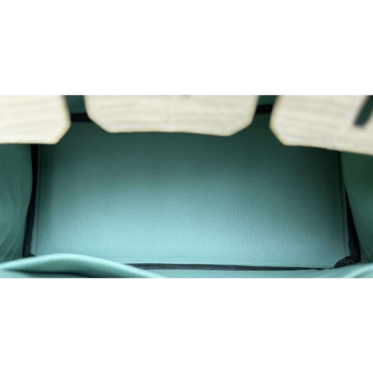 Hermes Birkin 25 Special Order Matte Alligator Vanille & Vert D'eau Brushed Gold