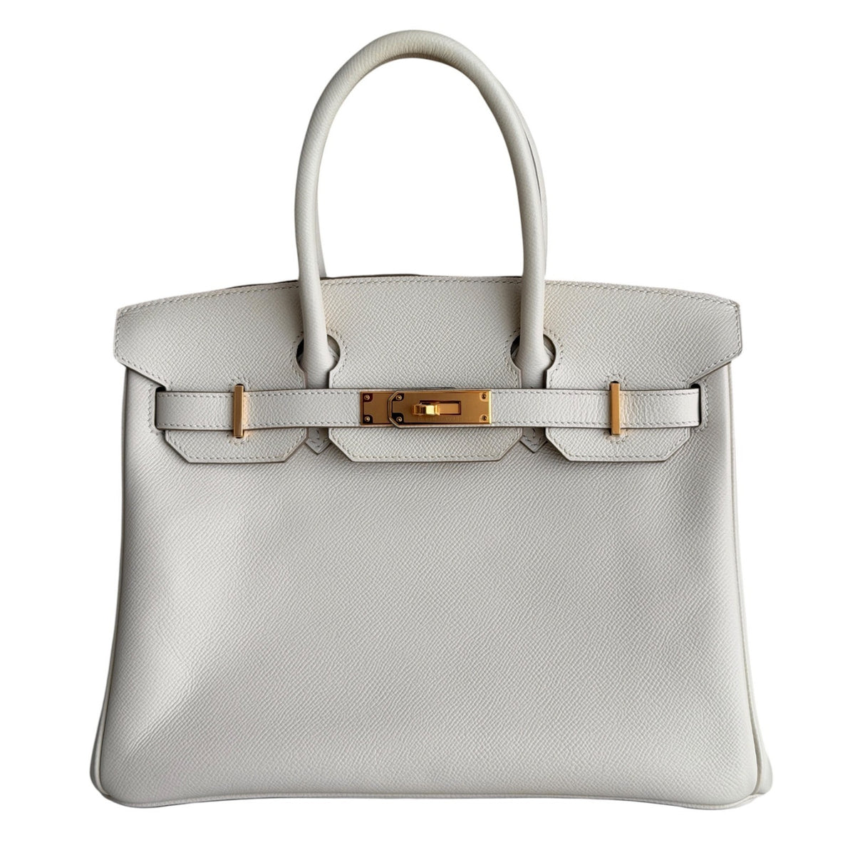 Hermes Birkin 30 Craie White Epsom Leather Gold Hardware Handbag