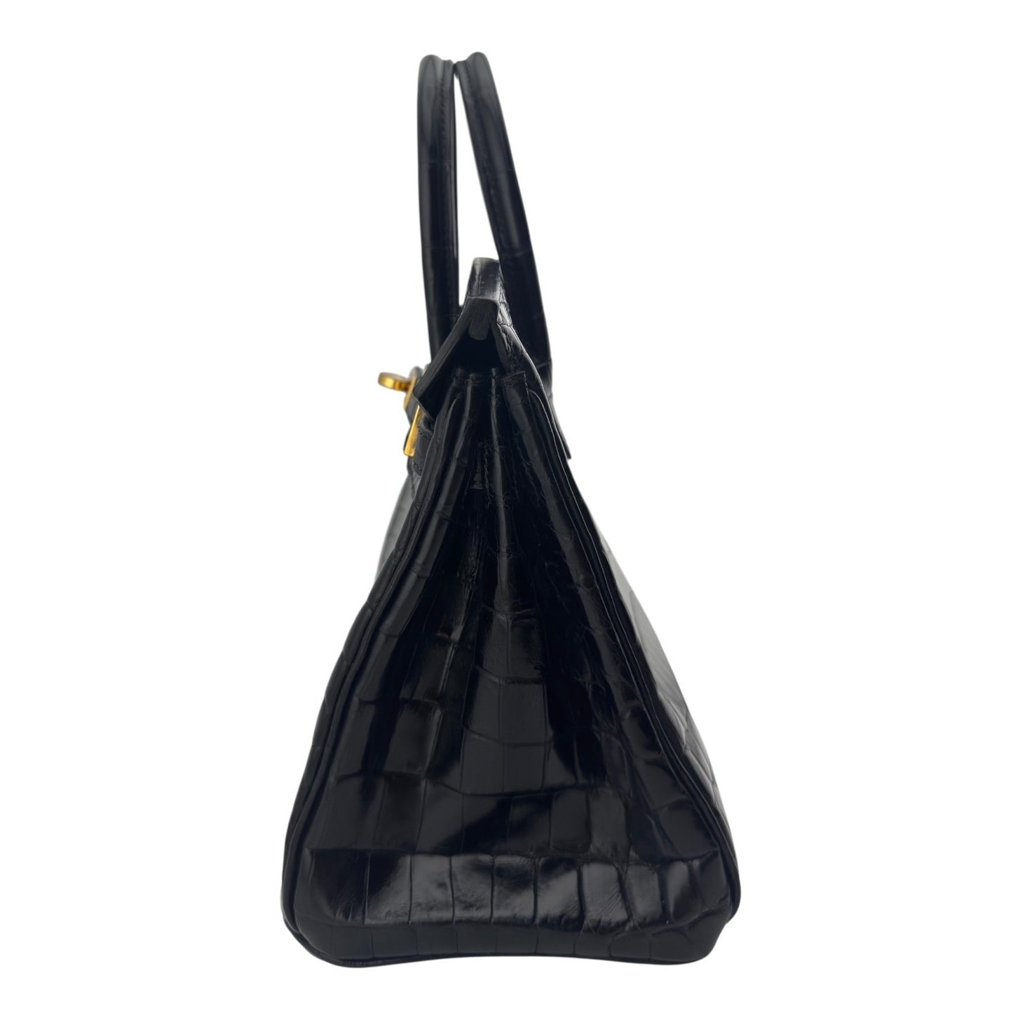 Hermes Birkin 25 Black Noir Niloticus Crocodile Leather Gold Hardware