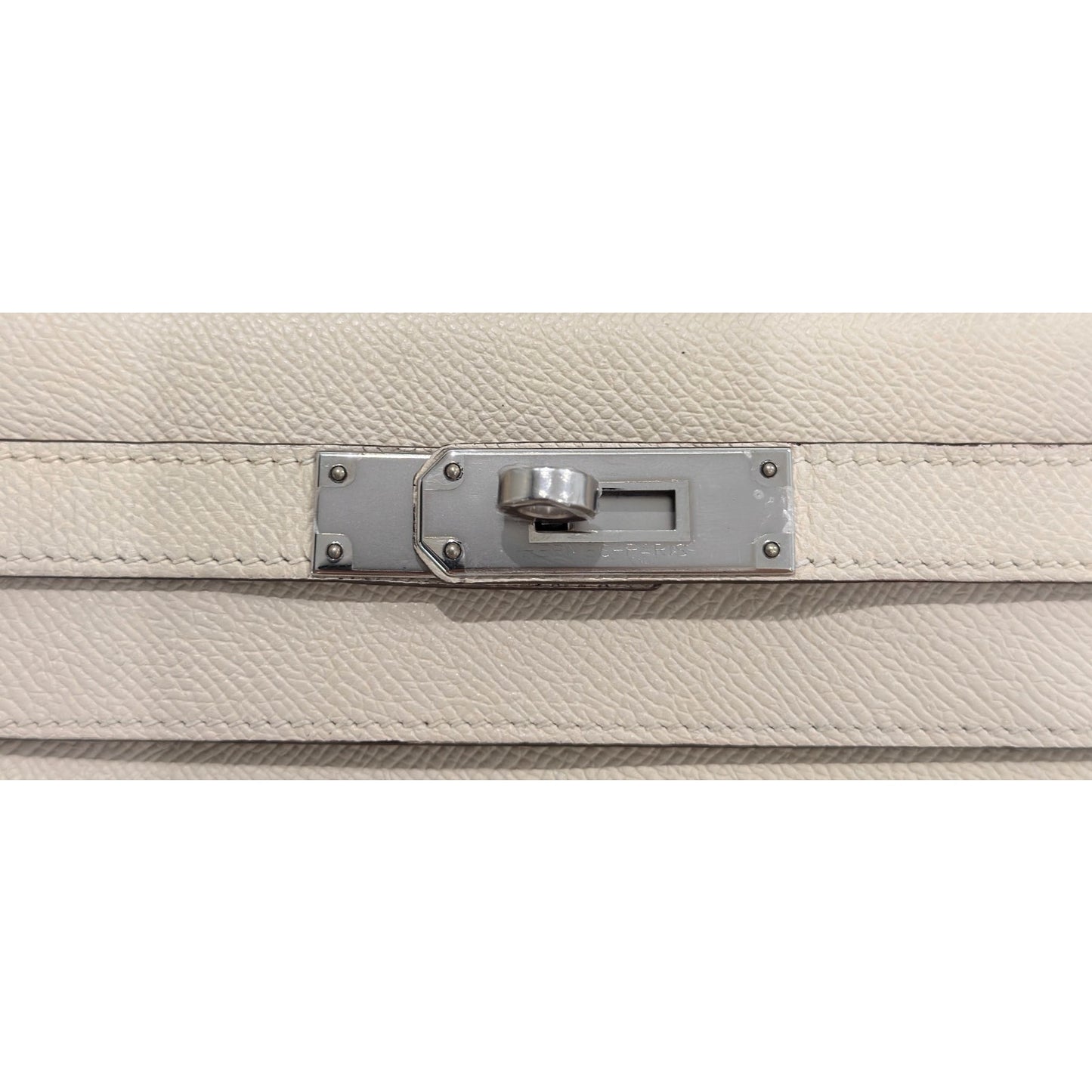 Hermes Kelly 28 Sellier Special Order Craie Gris Gray Epsom Leather Palladium