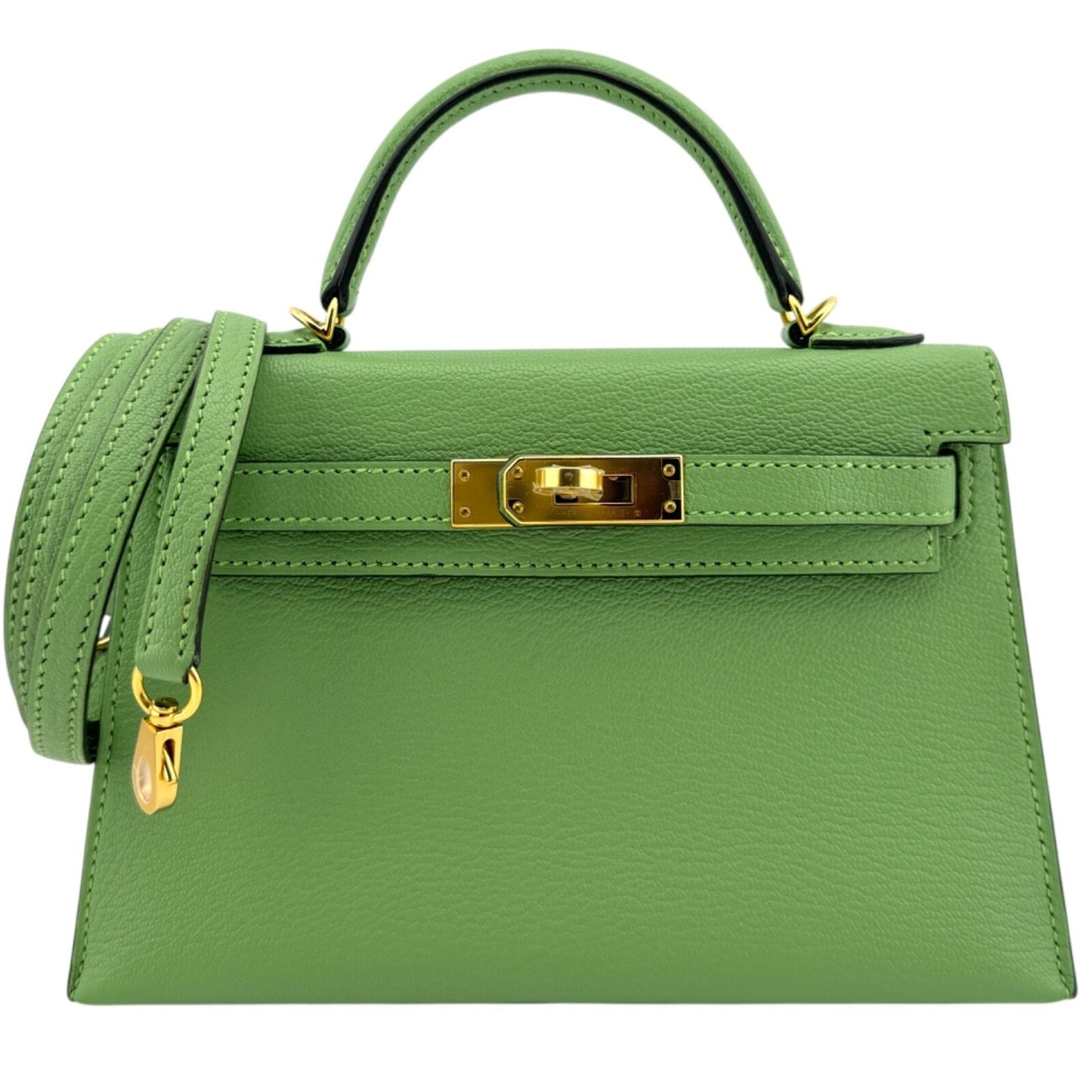Hermes Kelly Mini 20 Vert Criquet Green Chèvre Leather Gold Hardware RARE