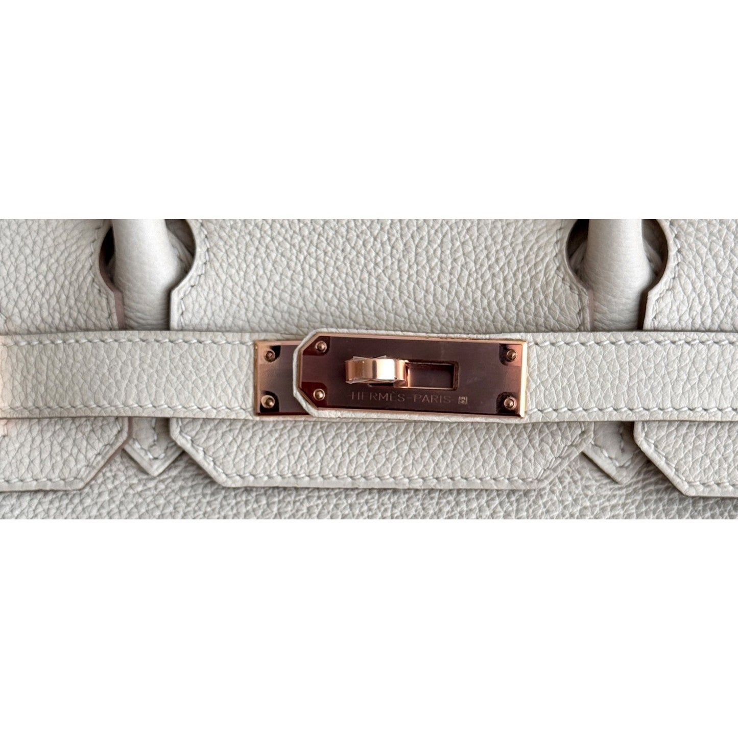 Hermes Birkin 30 Craie White Togo Leather Rose Gold Hardware Handbag
