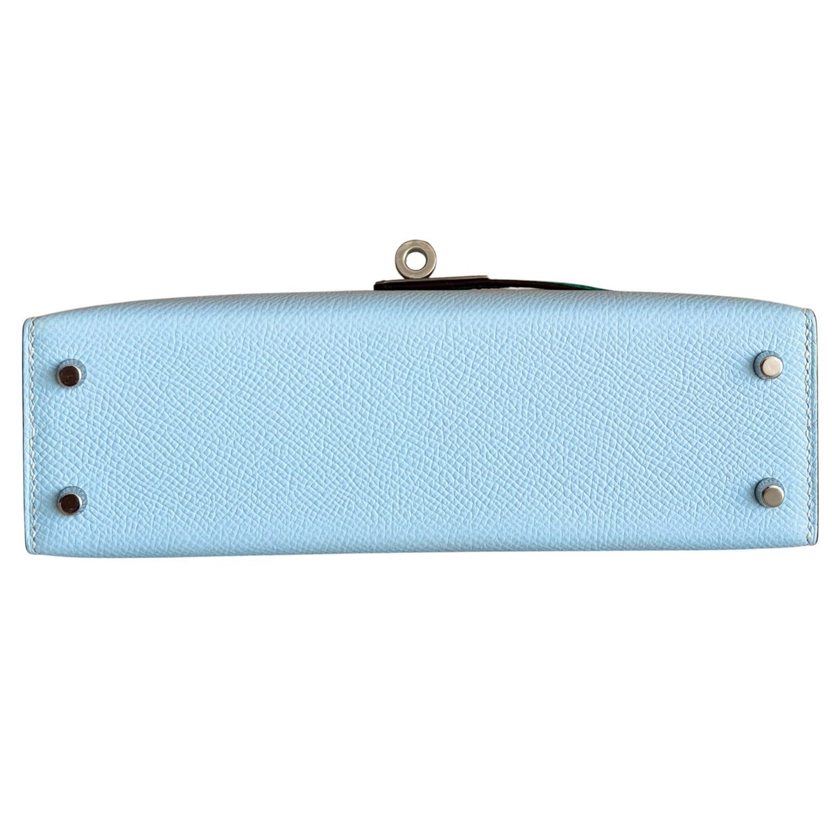 Hermes Mini Kelly Tri Color Blue Brume, Vert Jade, Gold Epsom Palladium Hardware