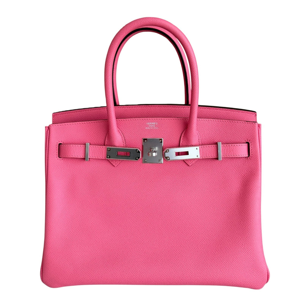 Hermes Birkin 30 Rose Azalee Pink Epsom Leather Palladium Hardware Handbag RARE