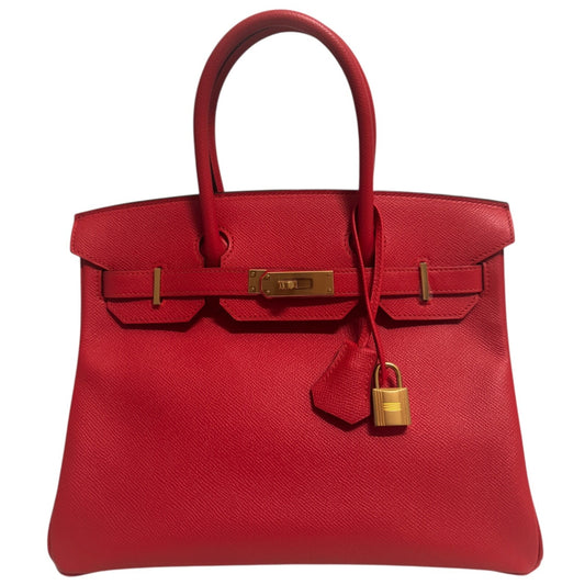Hermes Birkin 30 Rouge Tomato Tomato Red Epsom Leather Gold Hardware