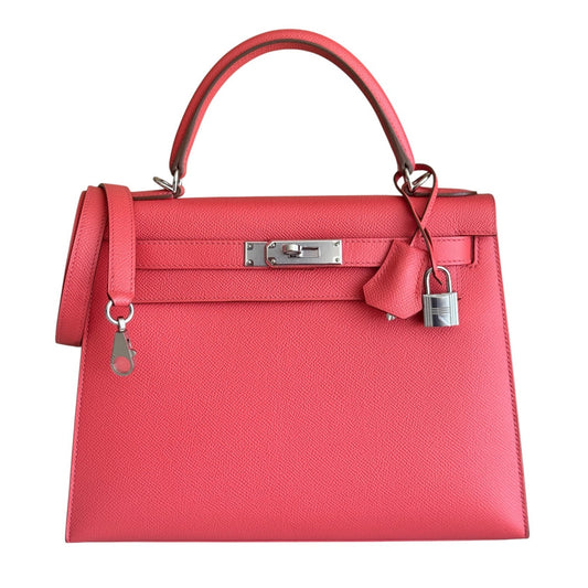 Hermes Kelly 28 Sellier Pink Rose Jaipur Epsom Leather Palladium Hardware