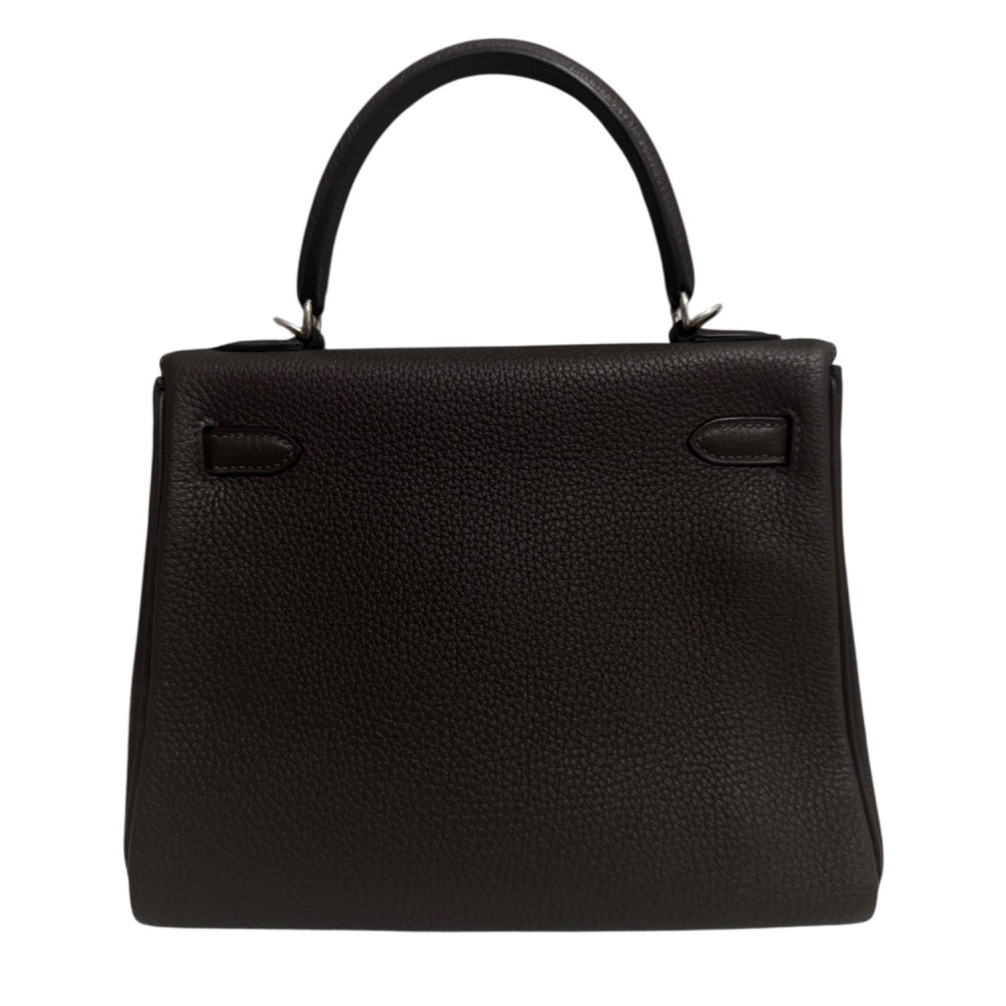 Hermes Kelly 25 Ebene Brown Togo Leather Palladium Hardware