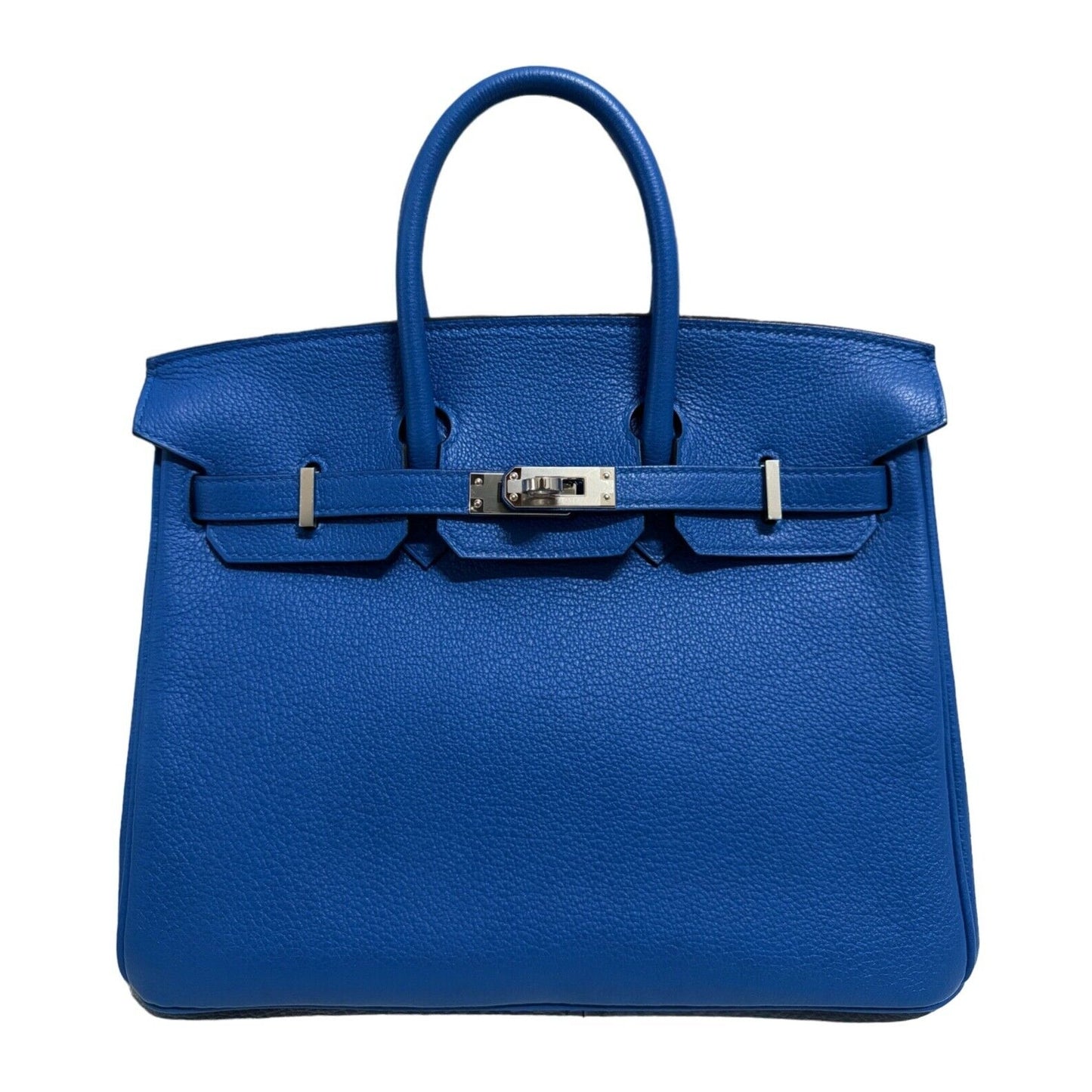 Hermes Birkin 25 Verso Blue Zellige & Capucine Leather Palladium Hardware