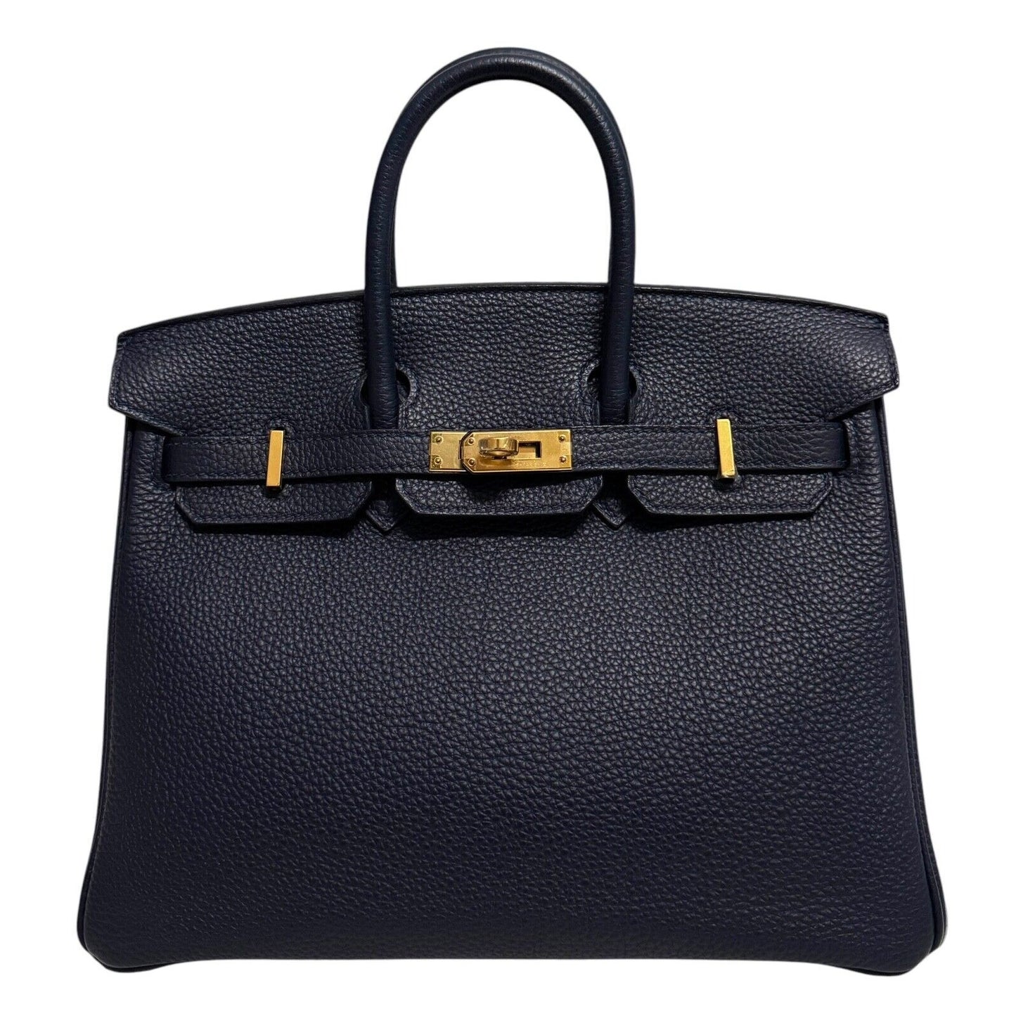 Hermes Birkin 25 Bleu Nuit Blue Togo Leather Gold Hardware Handbag