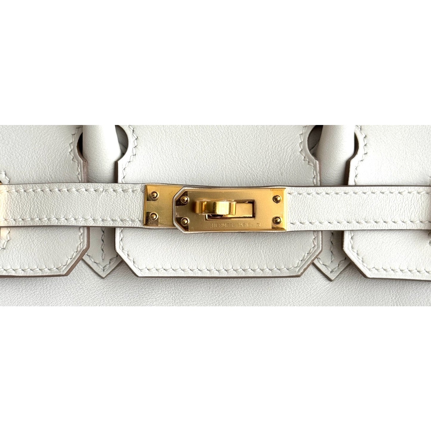 Hermes Birkin 25 Mushroom White Gray Leather Gold Hardware