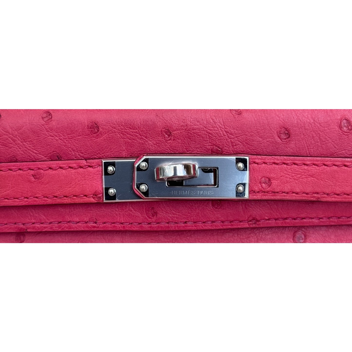 Hermes Kelly Mini 20 Rose Tyrien Pink Ostrich Leather Palladium Hardware RARE