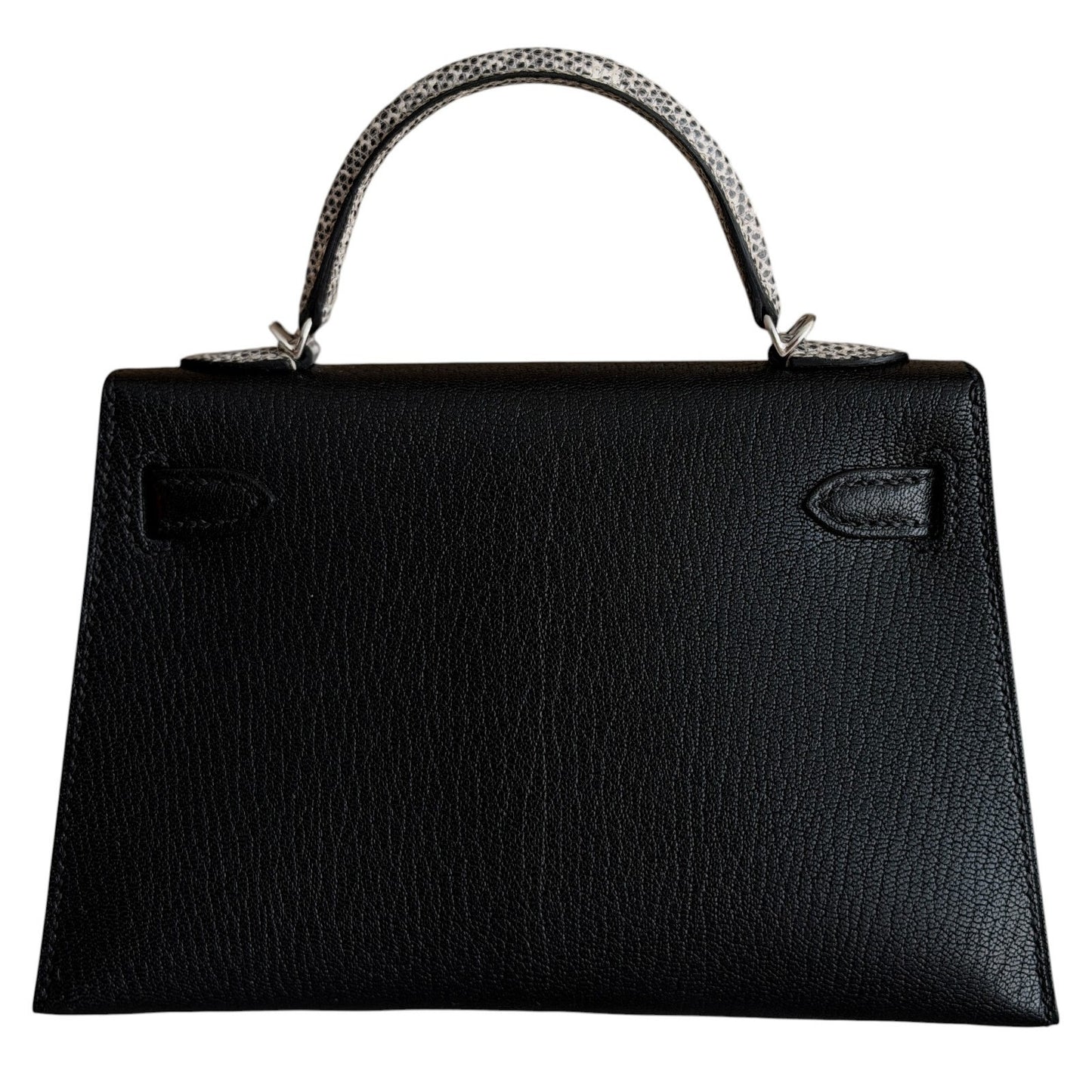 Hermes Mini Kelly Touch Black Chamkila Chevre Leather Lizard Palladium Hardware