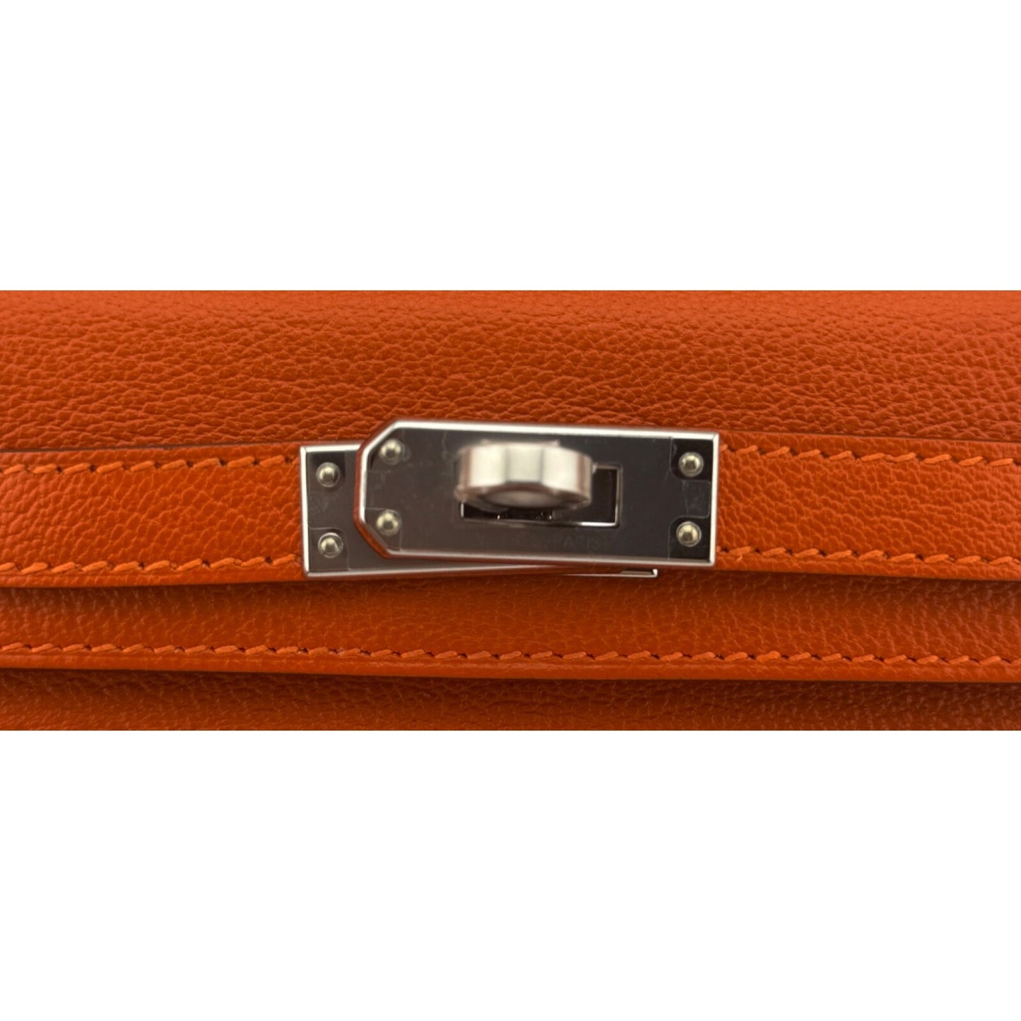 Hermes Kelly Mini 20 Verso Feu Orange & Rose Eglantine Pink Chèvre Palladium Hwr