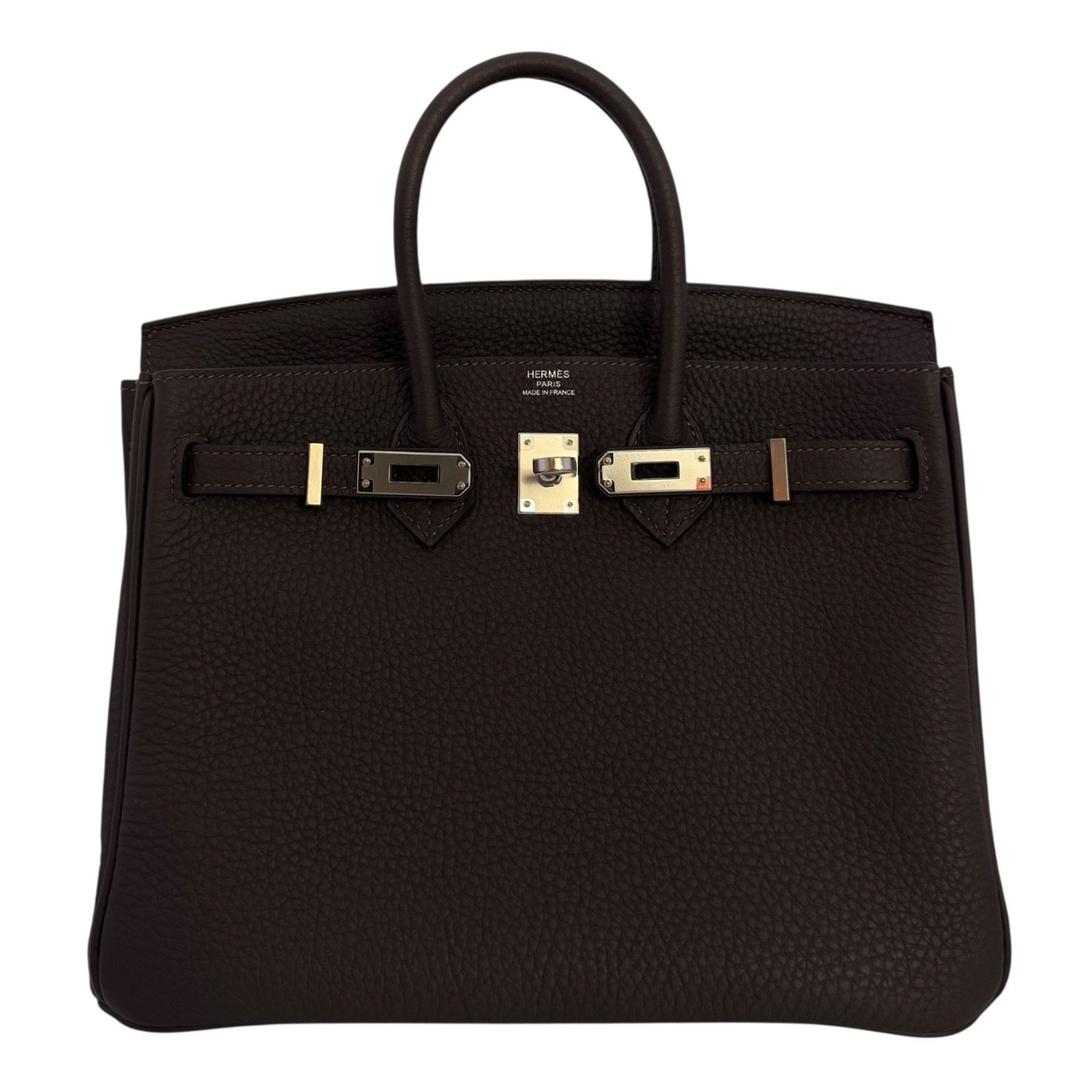 Hermes Birkin 25 Verso Ebene Brown & Gold Tan Togo Leather Palladium Hardware