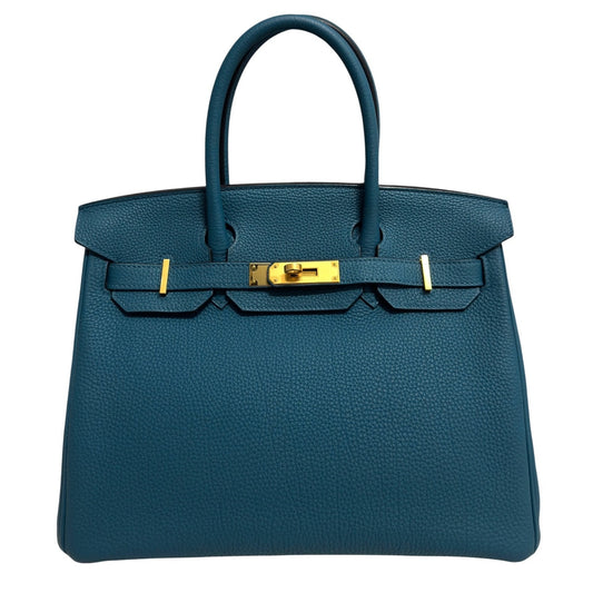 Hermes Birkin 30 Blue Colvert Green Togo Leather Gold Hardware RARE