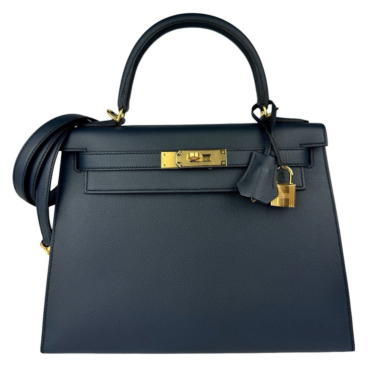 Hermes Kelly 28 Sellier Blue Indigo Bleu Epsom Leather Gold Hardware