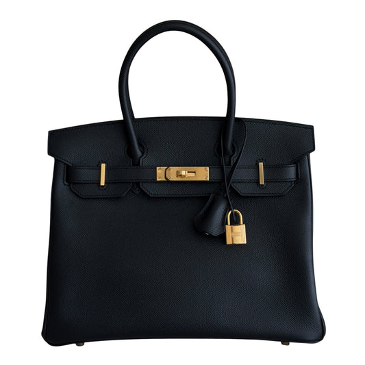 Hermes Birkin 30 Black Noir Epsom Leather Gold Hardware RARE