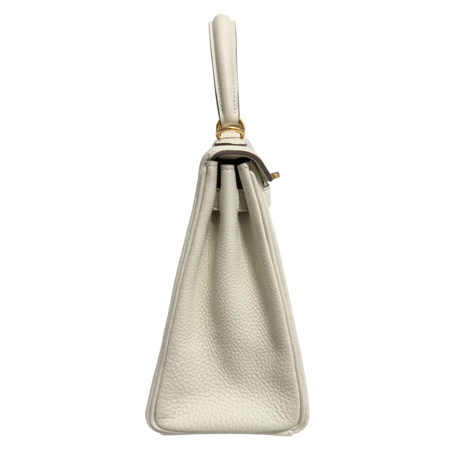 Hermes Kelly 25 Mushroom Gray White Togo Leather Gold Hardware