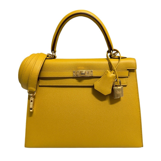 Hermes Kelly 25 Sellier Jaune Ambre Yellow Epsom Leather Gold Hardware