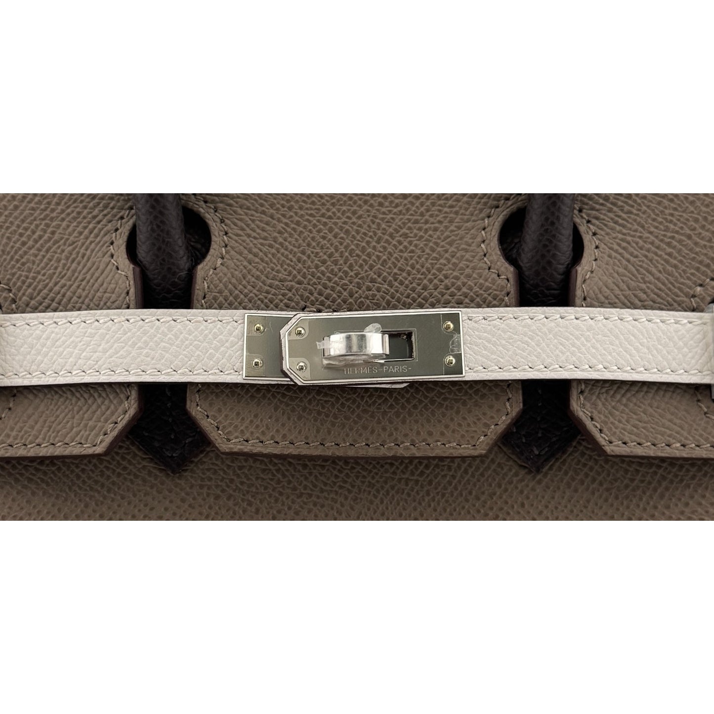 Hermes Birkin 25 Tri Color Etoupe Gris Pale Ebene Epsom Leather Palladium 2024