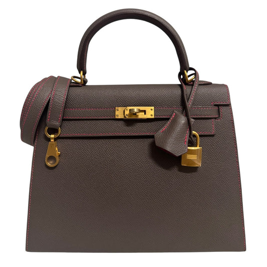 Hermes Kelly 25 Sellier Special Orde Etain Gray Pink Epsom Brushed Gold Hardware