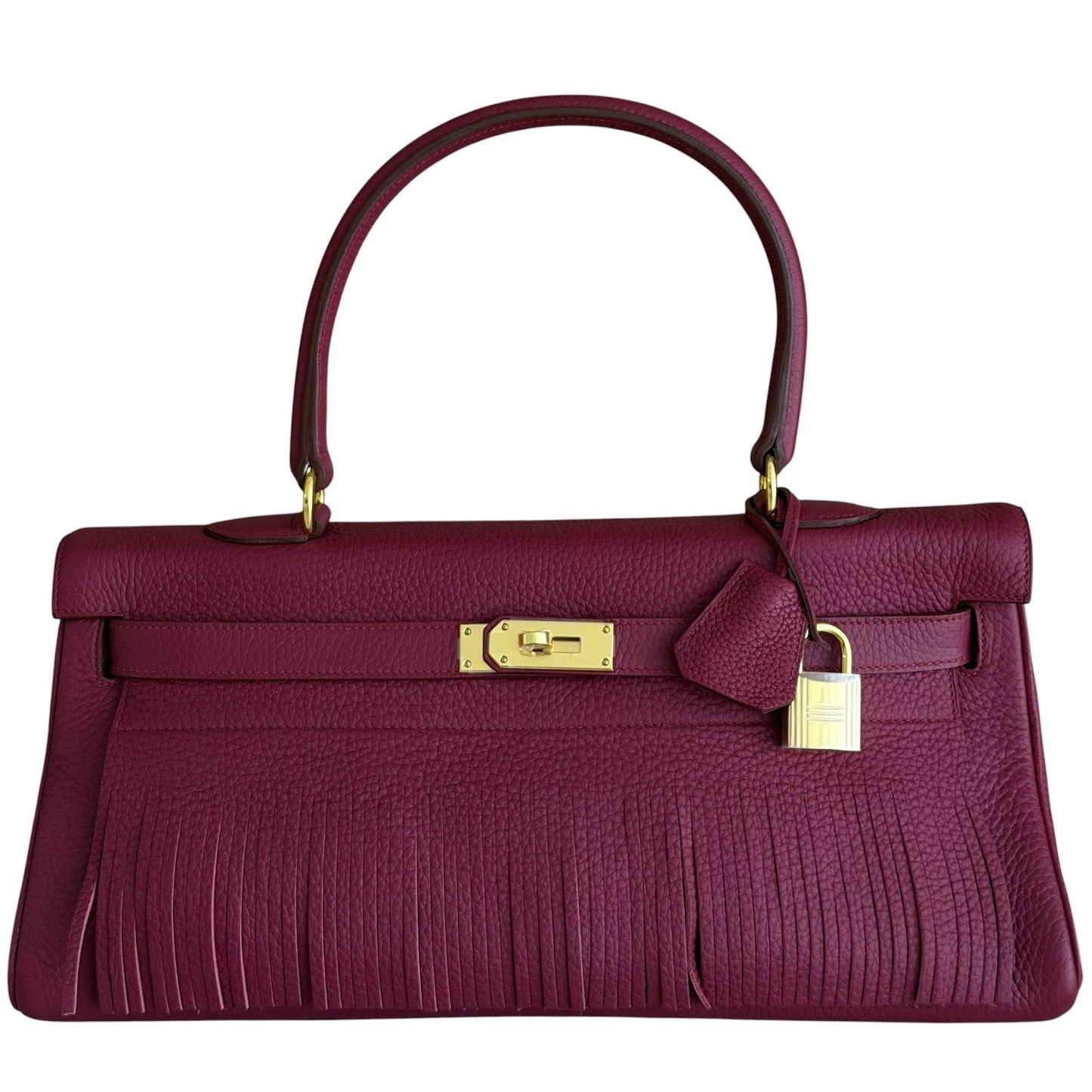 Hermes Birkin Shoulder JPG 42 Fringe Ruby Red Leather Gold Hardware RARE