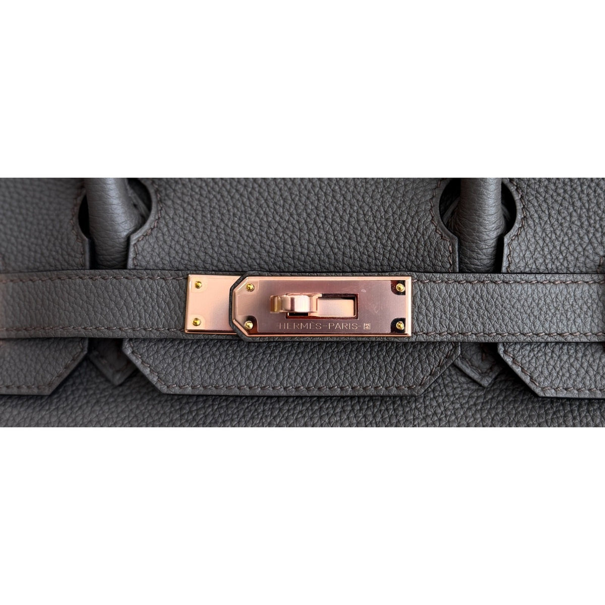 Hermes Birkin 30 Gris Eteain Gray Togo Leather Rose Gold Hardware Handbag RARE