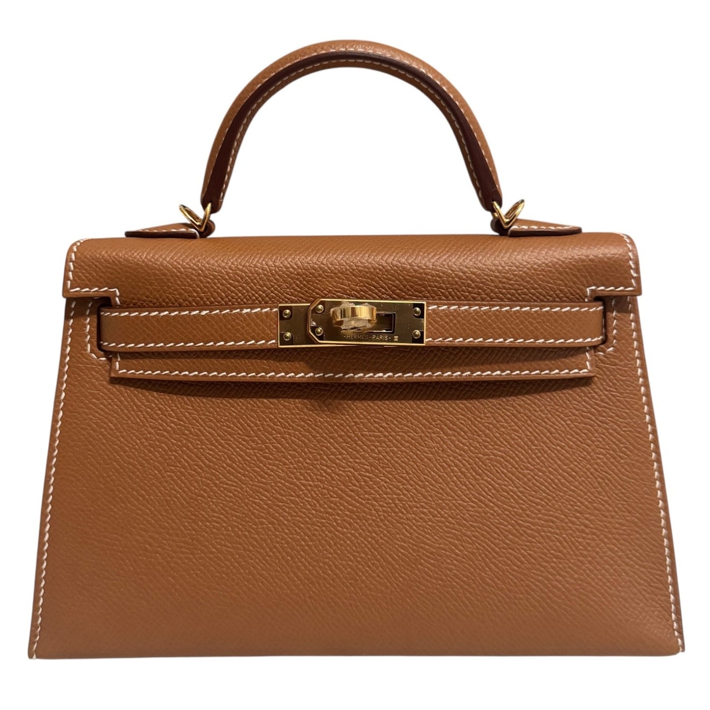 Hermes Kelly Mini 20 Gold Tan Epsom Leather Gold Hardware