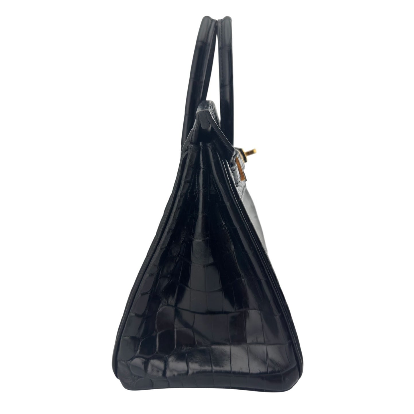 Hermes Birkin 25 Black Noir Niloticus Crocodile Leather Gold Hardware
