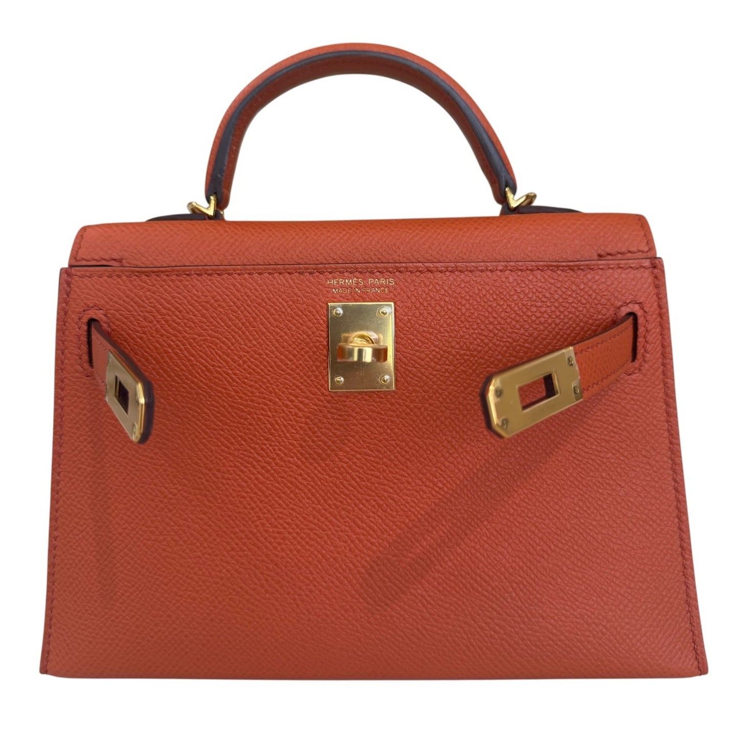 Hermes Kelly Mini 20 Terre Battue Orange Epsom Leather Gold Hardware RARE