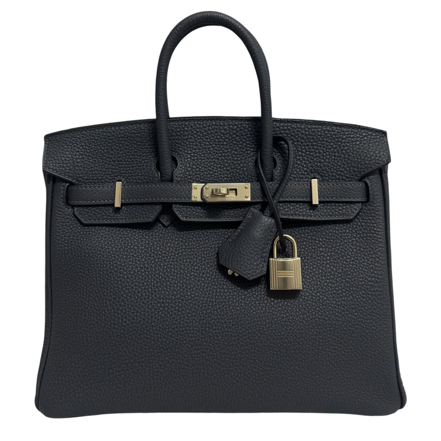 Hermes Birkin 25 Gris Misty Gray Togo Leather Permabrass Hardware Handbag NEW