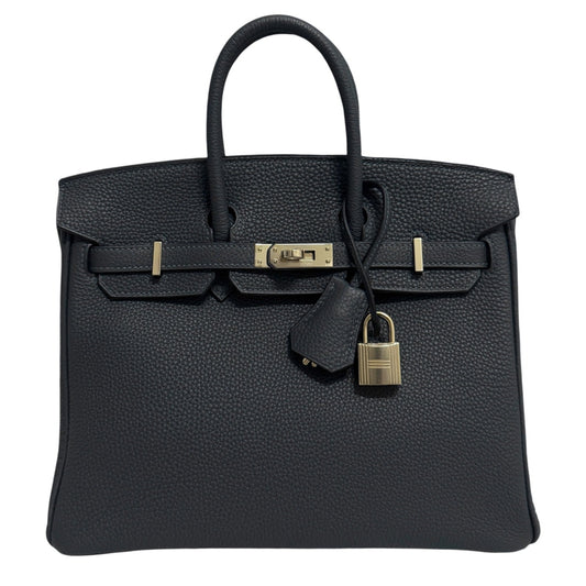 Hermes Birkin 25 Gris Misty Gray Togo Leather Permabrass Hardware Handbag NEW